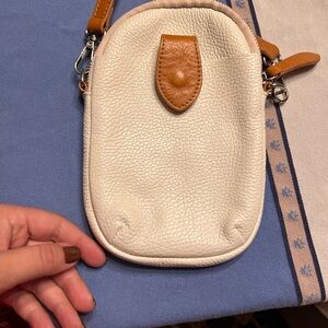 Elegant Cream and Tan Leather Crossbody Bag